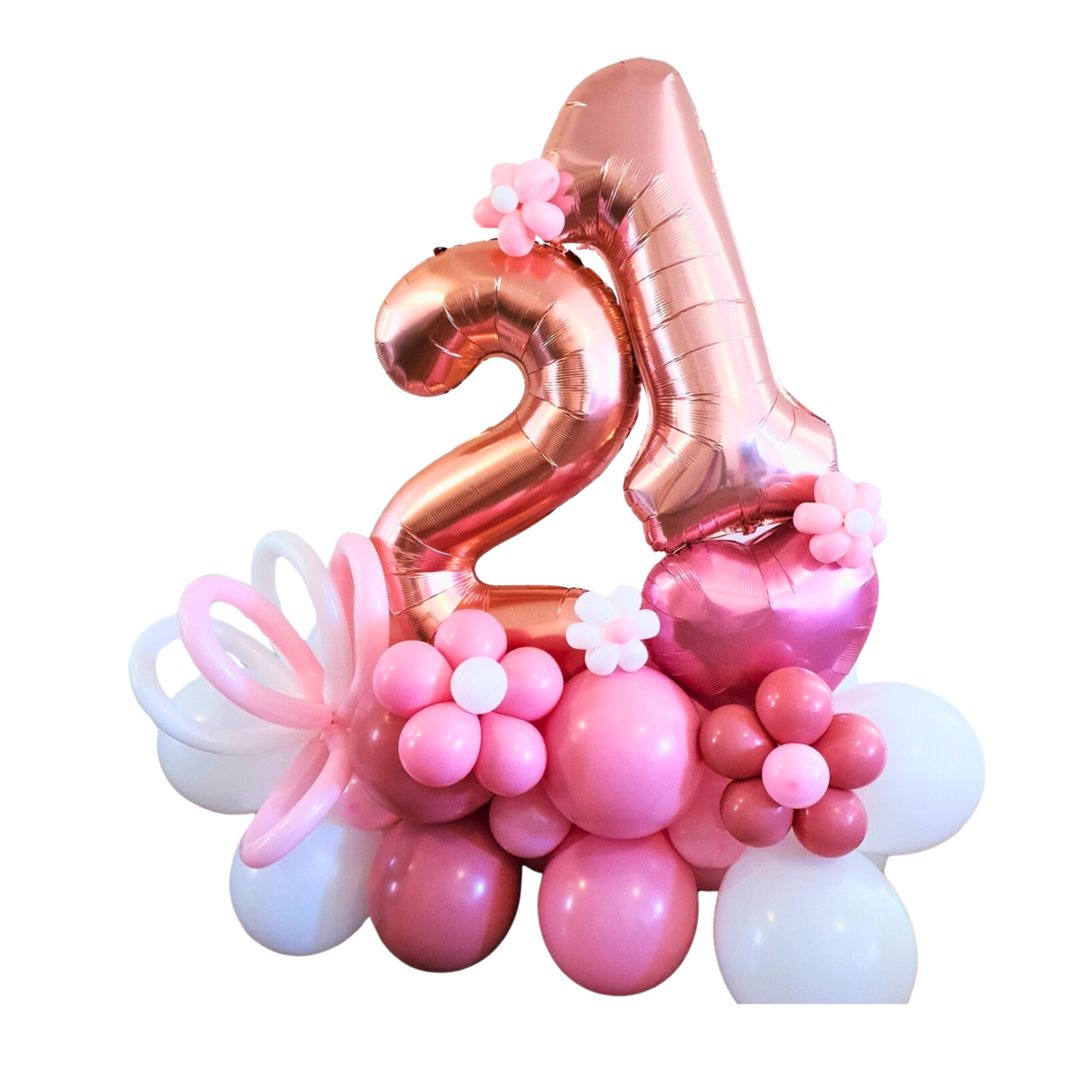Rose gold '21' balloon with pink and white balloons and flower accents. Prop hire, Prop hiring, Prop hire, event stylists Brisbane, brisbane event styling, brisbane event styling, event stylist Brisbane, Brisbane Wedding, Gold Coast Wedding, Floral Styling, Lush & Lavish Events, Brisbane Tablescape, Gold Coast Tablescapes, Brisbane Candle Hire