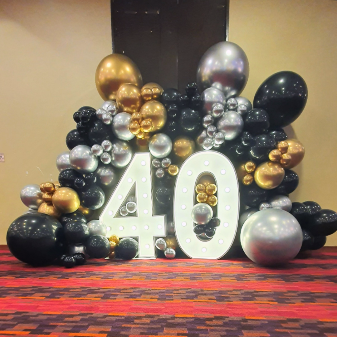 Iconic Milestone LED Light up Number Balloon Backdrop