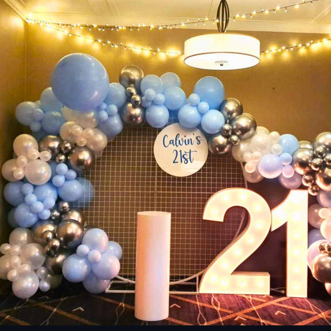 White Circular Mesh Frame Hire