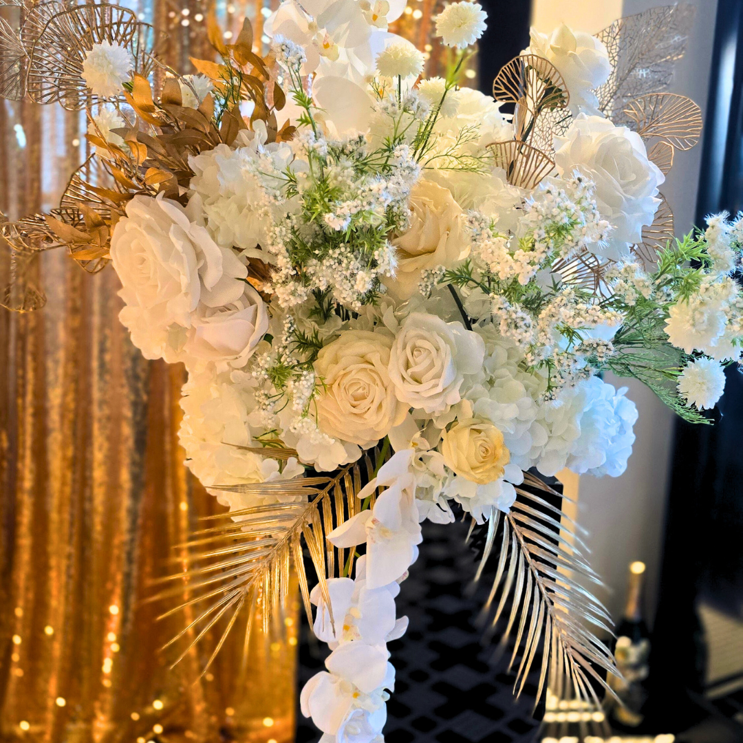 Classic Luxe 21st Birthday in White, Black & Gold Backdrop