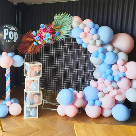 Stunning Blue & Pink Gender Reveal Baby Shower Backdrop