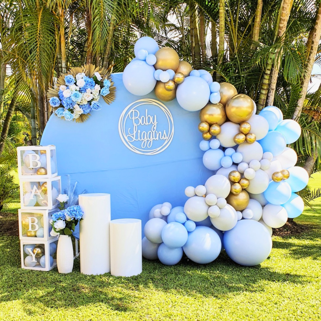 Elegant Baby Shower Backdrop – Customisable Timeless Design