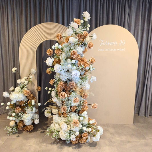 Neutral floral backdrop woth baby's breath and roses. Prop hire, Prop hiring, Prop hire, event stylists Brisbane, brisbane event styling, brisbane event styling, event stylist Brisbane, Brisbane Wedding, Gold Coast Wedding, Floral Styling, Lush & Lavish Events, Brisbane Corporate Styling, Gold Coast Corporate Styling, Brisbane Brand Activation, Gold Coast Tablescapes, Brisbane Candle Hire