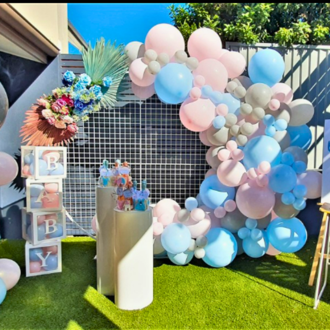 Stunning Blue & Pink Gender Reveal Baby Shower Backdrop