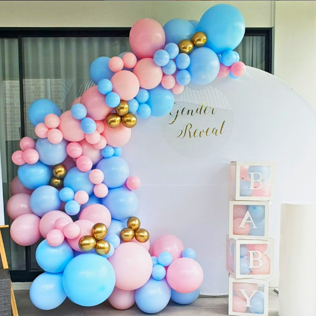 Stunning Blue & Pink Gender Reveal Baby Shower Backdrop
