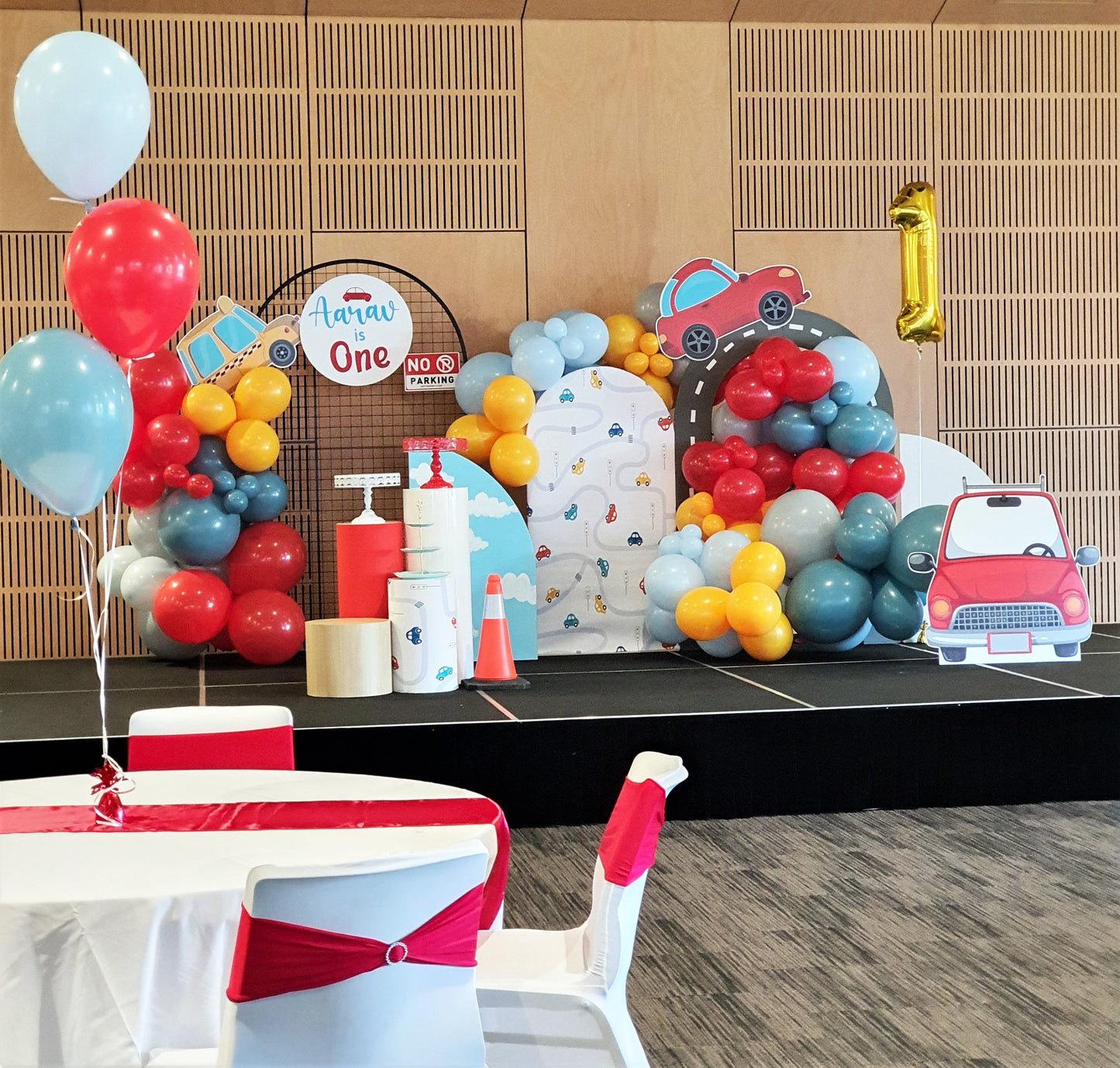 Car Theme 1st Birthday Backdrop