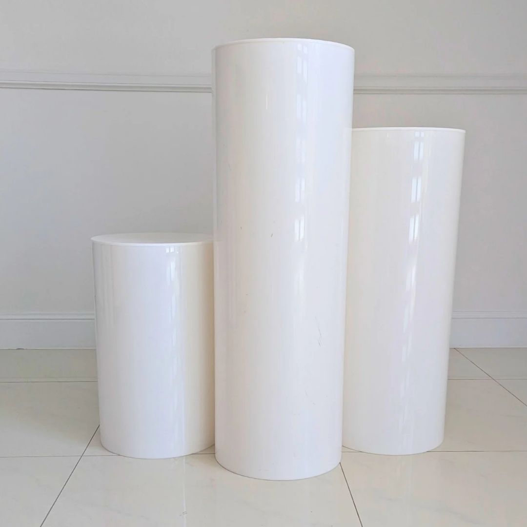 Set of White Acrylic Plinths for Hire