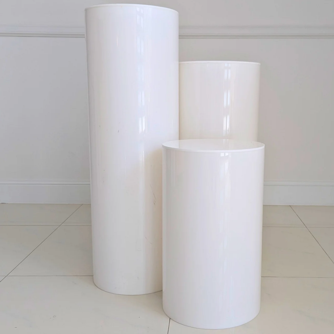 Set of White Acrylic Plinths for Hire