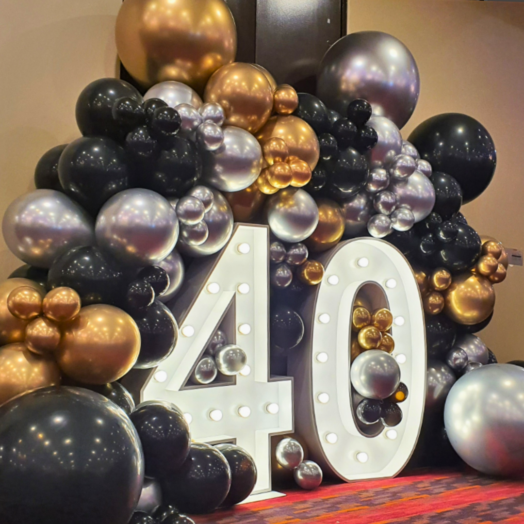 Iconic Milestone LED Light up Number Balloon Backdrop