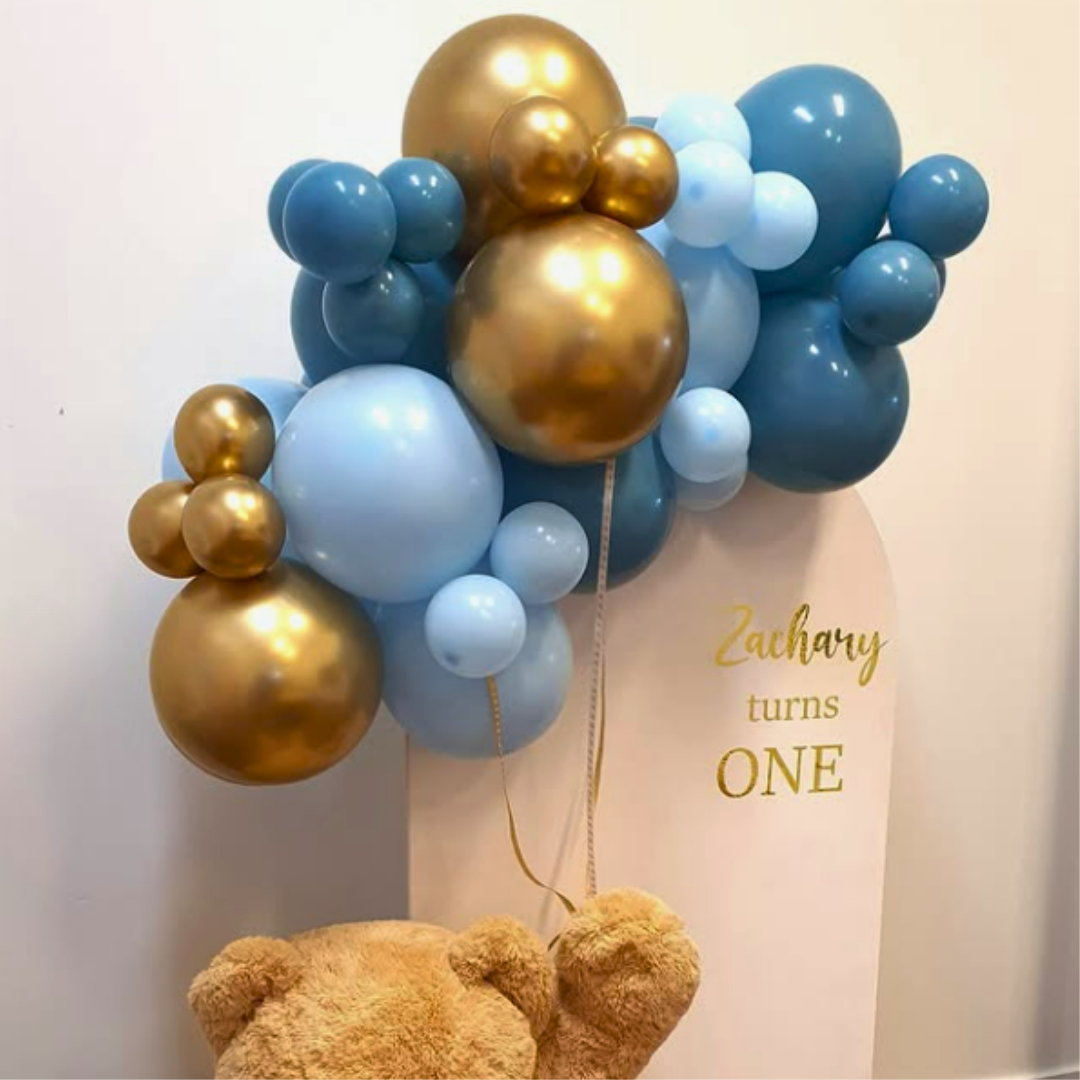 Adorable Teddy Bear with Balloons Backdrop