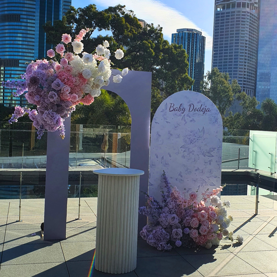 Luxurious Baby Shower Purple Floral Backdrop