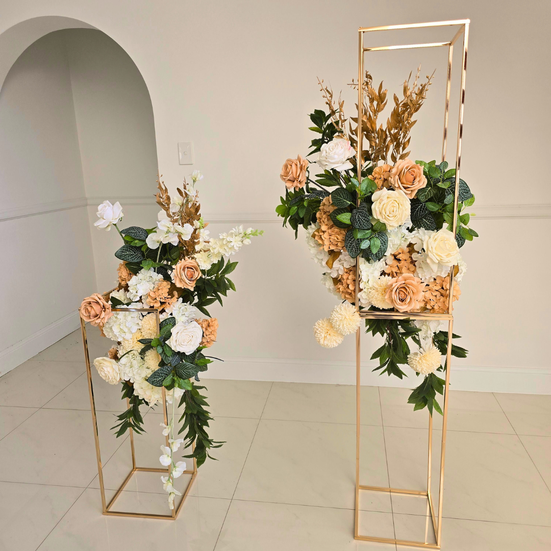 Luxury Tall & Medium Gold Frame Floral Set for Wedding Ceremony Décor