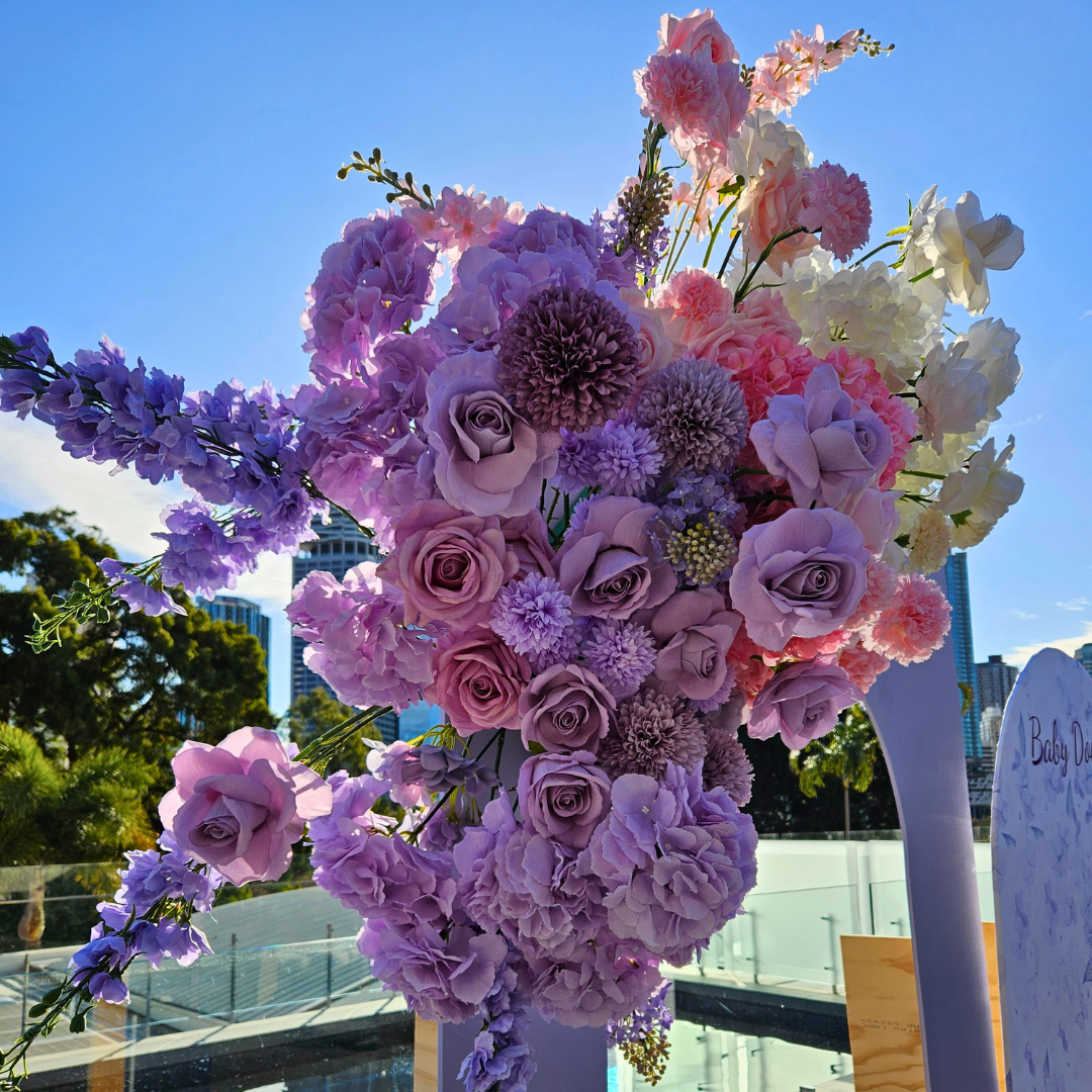 Luxurious Baby Shower Purple Floral Backdrop