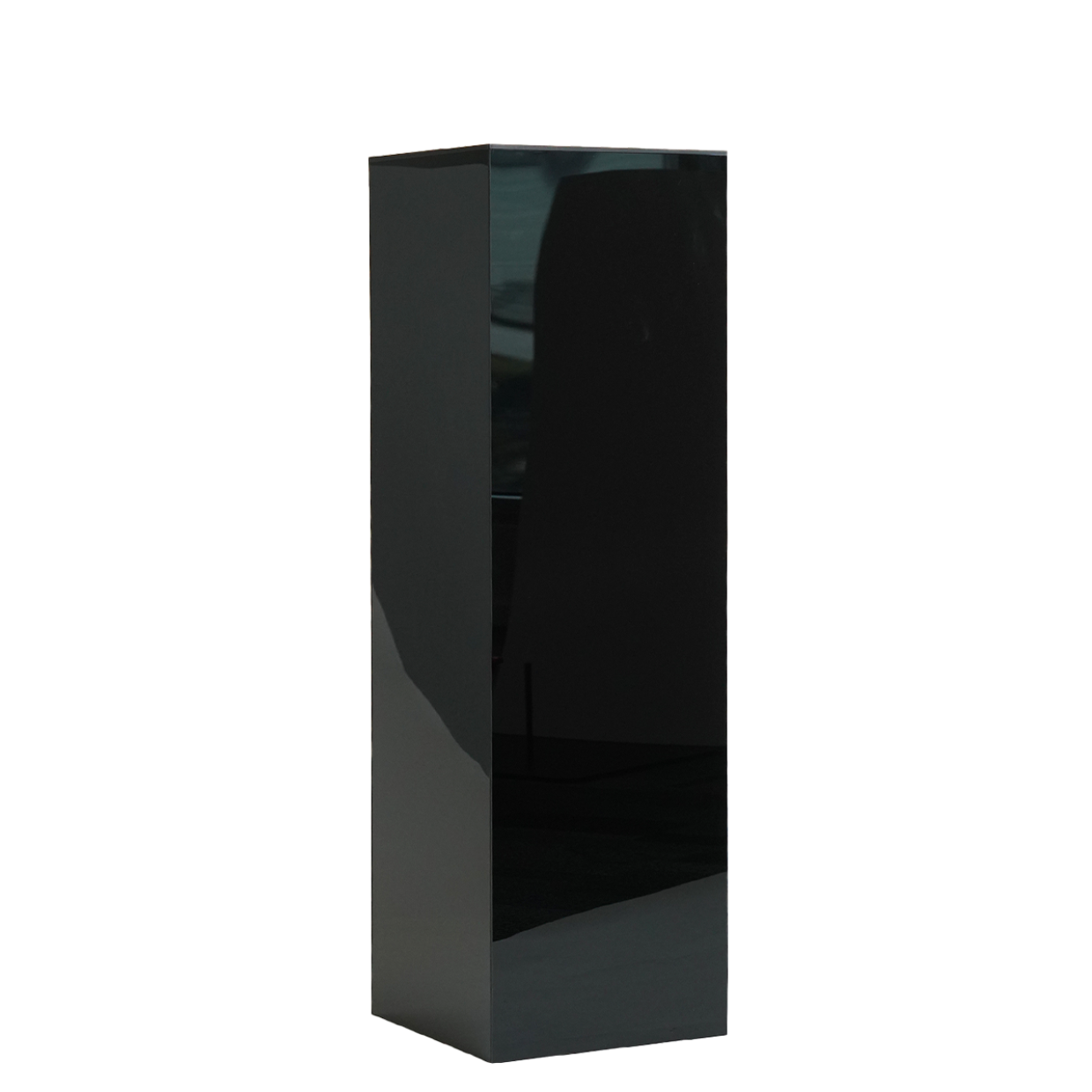 Black high-gloss plinth on a white background. Prop hire, Prop hiring, Prop hire, event stylists Brisbane, brisbane event styling, brisbane event styling, event stylist Brisbane, Brisbane Wedding, Gold Coast Wedding, Floral Styling, Lush & Lavish Events, Brisbane Corporate Styling, Gold Coast Corporate Styling, Brisbane Brand Activation, Gold Coast Tablescapes, Brisbane Candle Hire