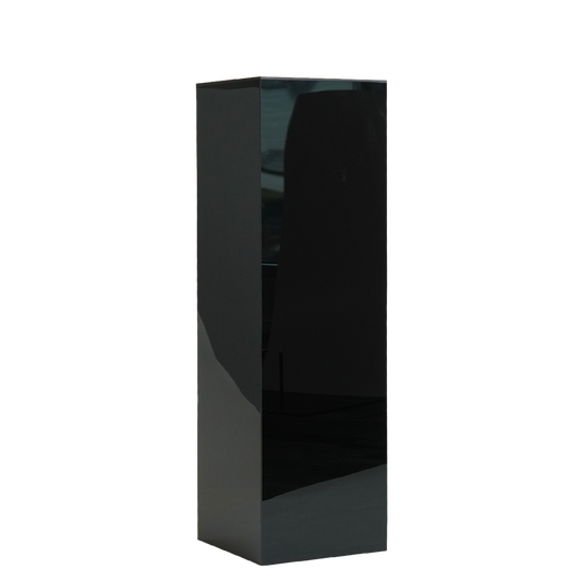 Black high-gloss plinth on a white background. Prop hire, Prop hiring, Prop hire, event stylists Brisbane, brisbane event styling, brisbane event styling, event stylist Brisbane, Brisbane Wedding, Gold Coast Wedding, Floral Styling, Lush & Lavish Events, Brisbane Corporate Styling, Gold Coast Corporate Styling, Brisbane Brand Activation, Gold Coast Tablescapes, Brisbane Candle Hire
