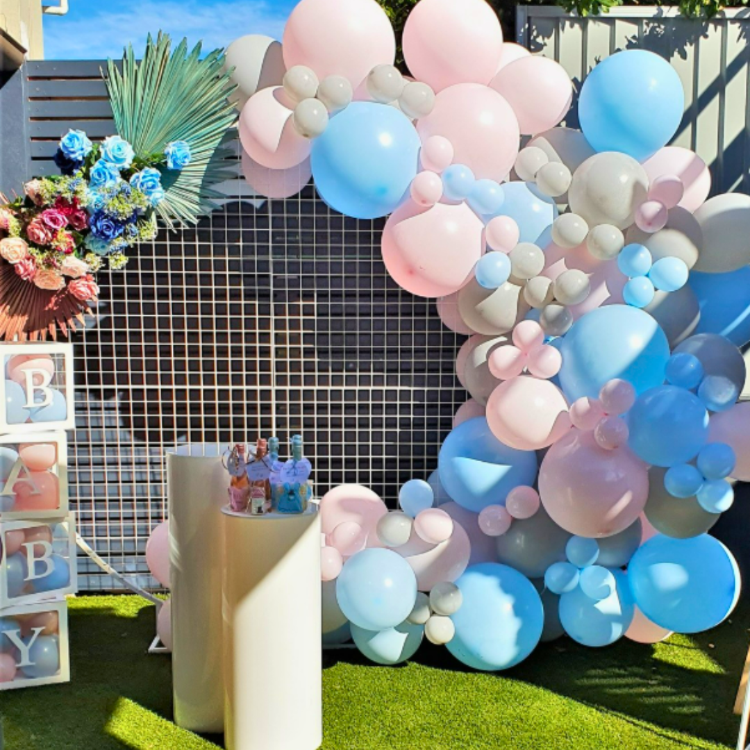 Stunning Blue & Pink Gender Reveal Baby Shower Backdrop