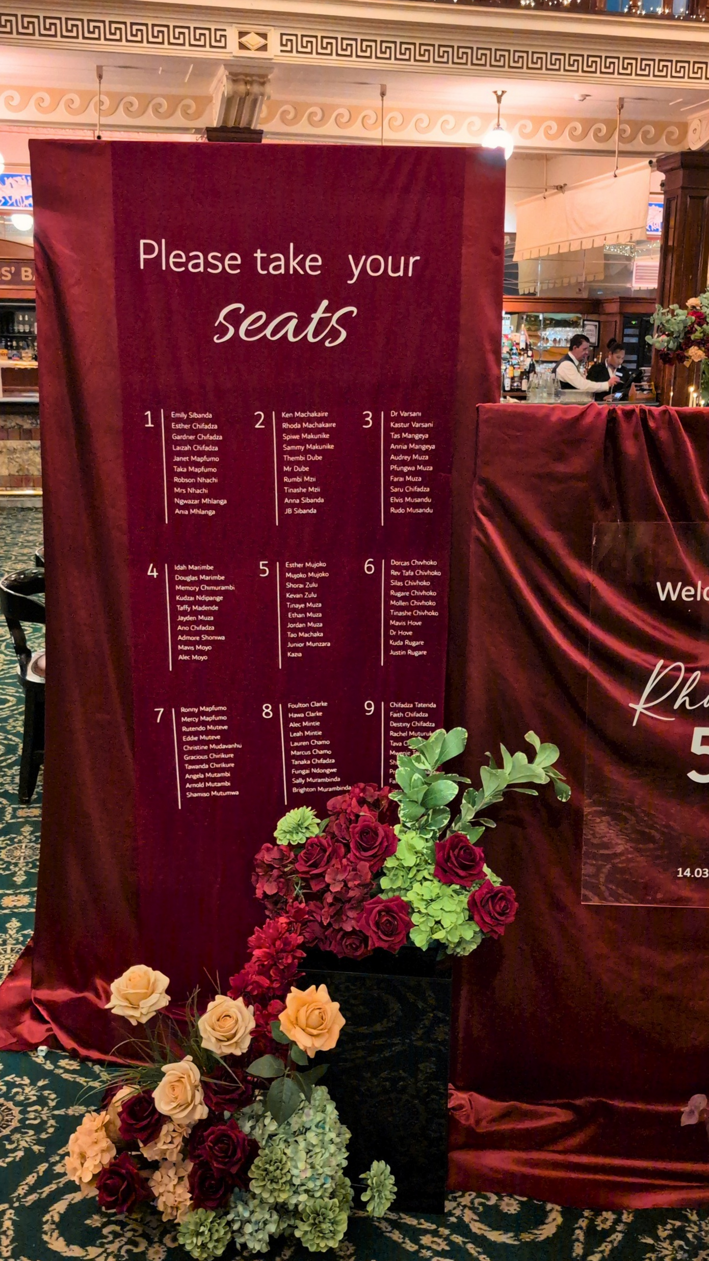 Draped Fabric Personalised Seating Chart