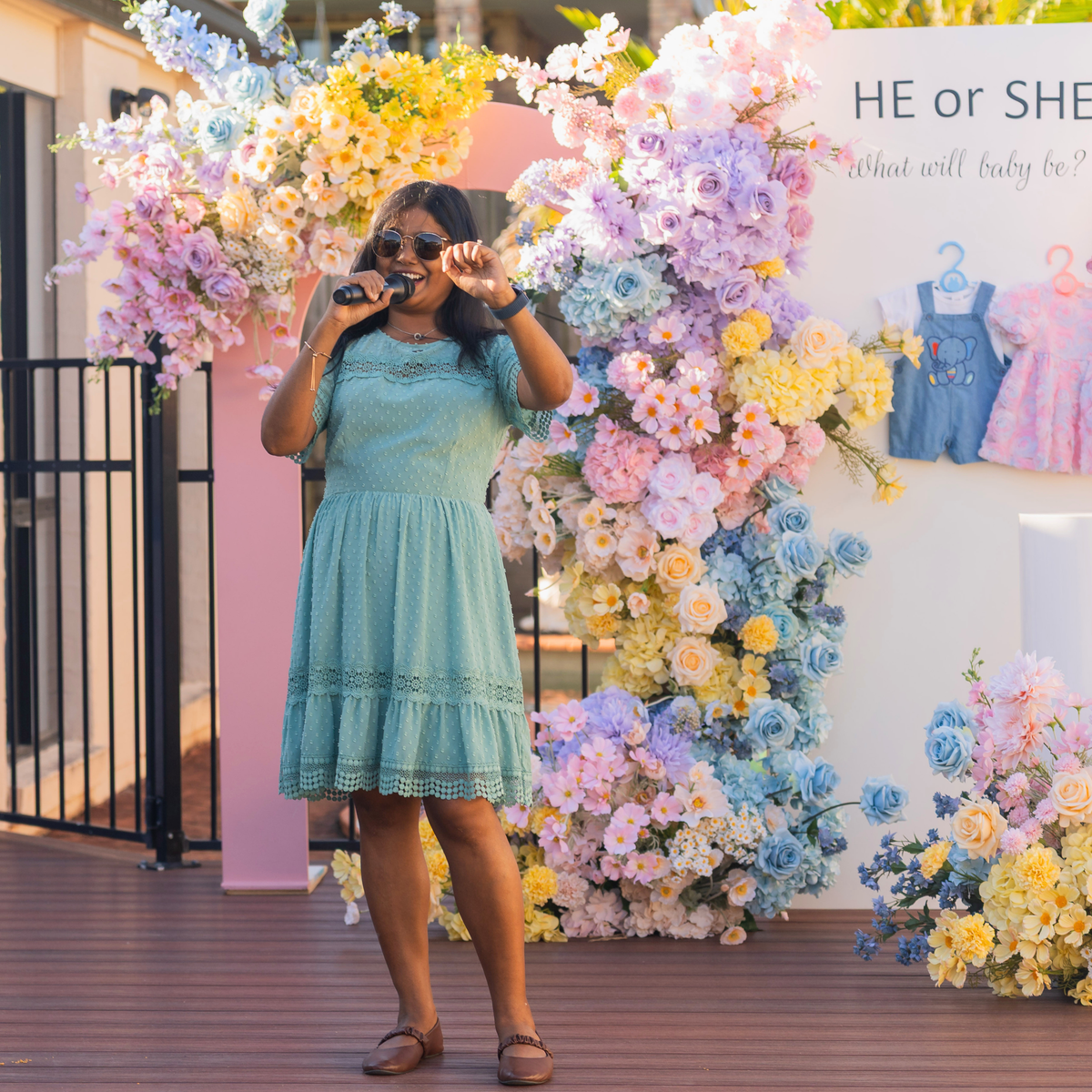 Lush & Lavish Events MC hosting Heena and Chirag’s Brisbane baby shower and gender reveal celebration with games, announcements and guest entertainment