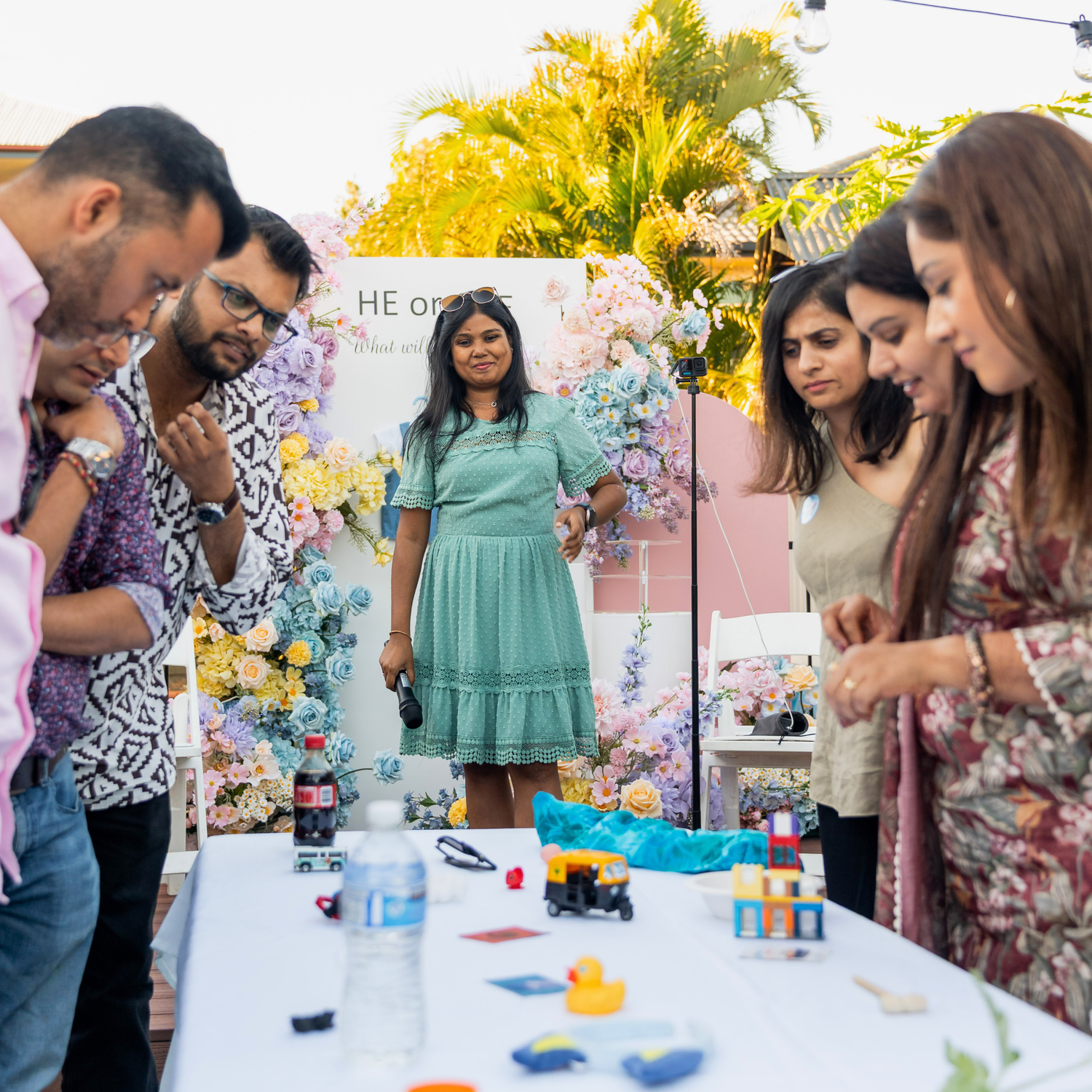 Lush & Lavish Events MC hosting Heena and Chirag’s Brisbane baby shower and gender reveal celebration with games, announcements and guest entertainment
