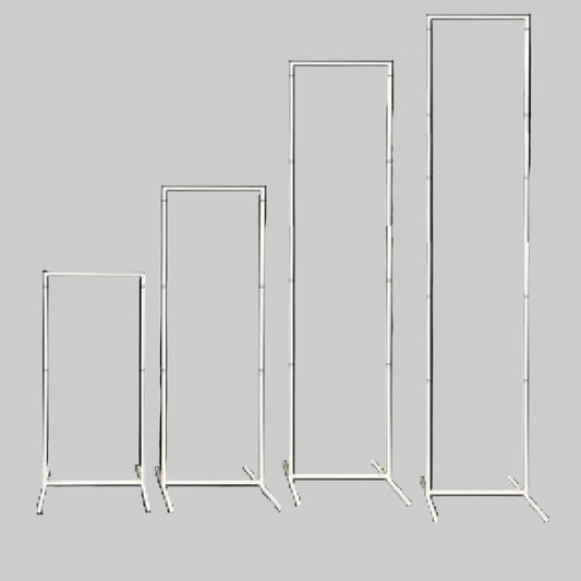 Set of four white decor stands on a gray background.  Prop hire, Prop hiring, Prop hire, event stylists Brisbane, brisbane event styling, brisbane event styling, event stylist Brisbane, Brisbane Wedding, Gold Coast Wedding, Floral Styling, Lush & Lavish Events, Brisbane Corporate Styling, Gold Coast Corporate Styling, Brisbane Brand Activation, Gold Coast Tablescapes, Brisbane Candle Hire